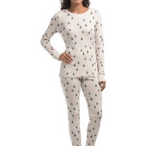 Petit Lem Holiday Pajamas | Organic Cotton, Christmas Tree Print, Women’s XS